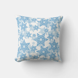 White en Blue Snowflake Seamless Pattern Kussen