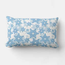 White en Blue Snowflake Seamless Pattern Kussen