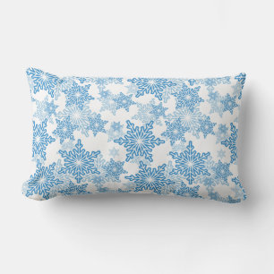 White en Blue Snowflake Seamless Pattern Kussen