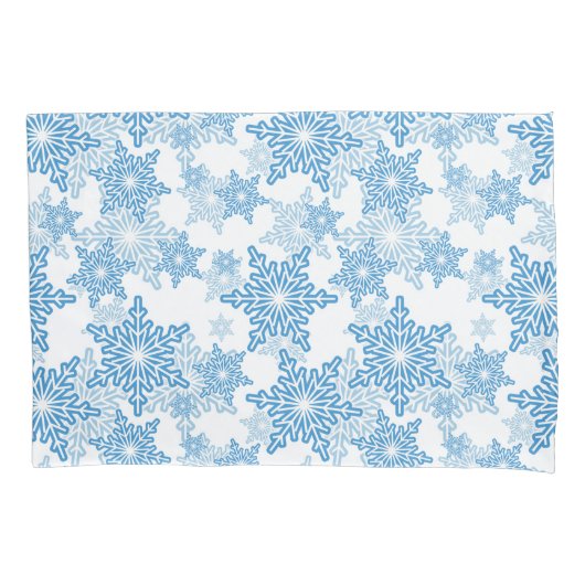 White en Blue Snowflake Seamless Pattern Kussensloop (Voorkant)