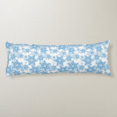 White en Blue Snowflake Seamless Pattern Lichaamskussen (Achterkant)