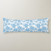 White en Blue Snowflake Seamless Pattern Lichaamskussen (Voorkant)