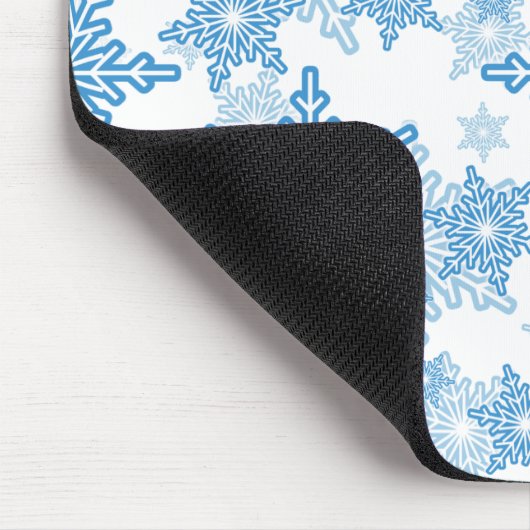 White en Blue Snowflake Seamless Pattern Muismat (Hoek)