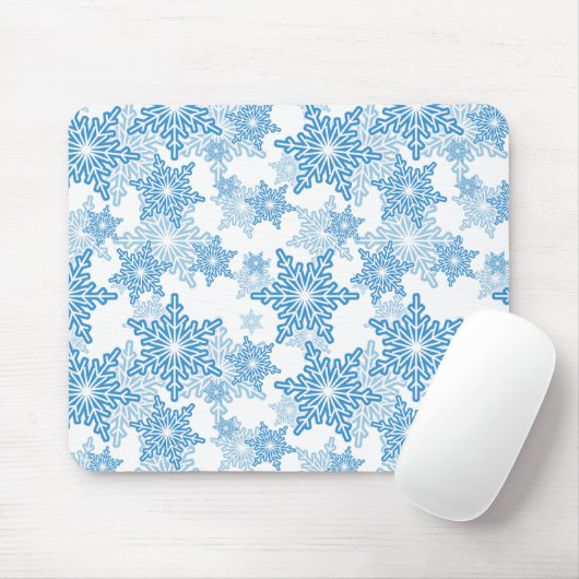 White en Blue Snowflake Seamless Pattern Muismat (Met muis)
