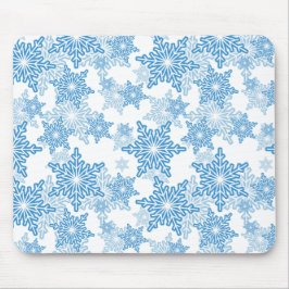 White en Blue Snowflake Seamless Pattern Muismat