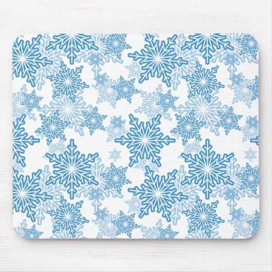White en Blue Snowflake Seamless Pattern Muismat (Voorkant)