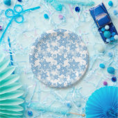 White en Blue Snowflake Seamless Pattern Papieren Bordje (Feest)
