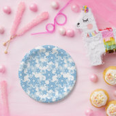 White en Blue Snowflake Seamless Pattern Papieren Bordje (Feest)
