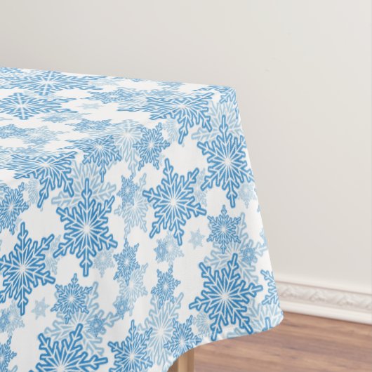 White en Blue Snowflake Seamless Pattern Tafelkleed (Voorbeeld)