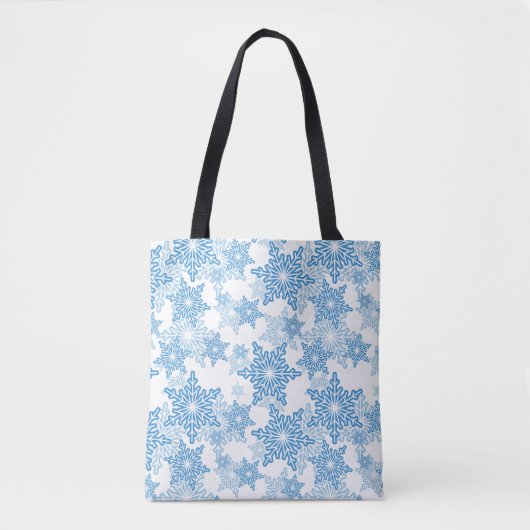 White en Blue Snowflake Seamless Pattern Tote Bag (Voorkant)