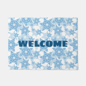 White en Blue Snowflake Welcome Doormat Deurmat (Voorkant)