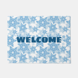 White en Blue Snowflake Welcome Doormat Deurmat