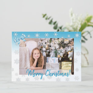 White en Blue Snowflakes Elegant Kerstmis Kaart