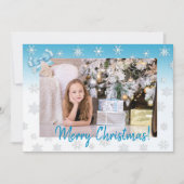 White en Blue Snowflakes Elegant Kerstmis Kaart (Voorkant)