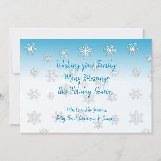 White en Blue Snowflakes Elegant Kerstmis Kaart (Achterkant)