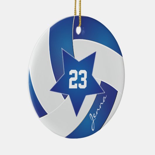 White en Blue Star Volleyball Keramisch Ornament (Rechts)