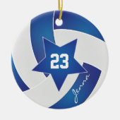 White en Blue Star Volleyball Keramisch Ornament (Voorkant)