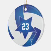 White en Blue Star Volleyball Keramisch Ornament (Links)