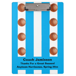 White en Blue Stripe, Basketball Coach Dank je, Klembord