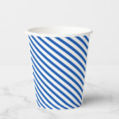 White en Blue Stripes Birthday Papieren Bekers (Voorkant)