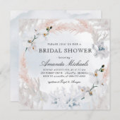 White en Blush Floral Beach Blue Vrijgezellenfeest Kaart (Voorkant / Achterkant)