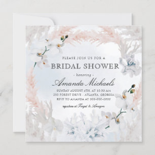 White en Blush Floral Beach Blue Vrijgezellenfeest Kaart