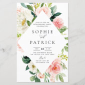 White en Blush Floral Lijst Engagement Party (Voorkant)