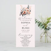 White en Blush Flowers Cream Wedding Programme (Staand voorkant)