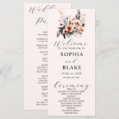 White en Blush Flowers Cream Wedding Programme (Voorkant / Achterkant)