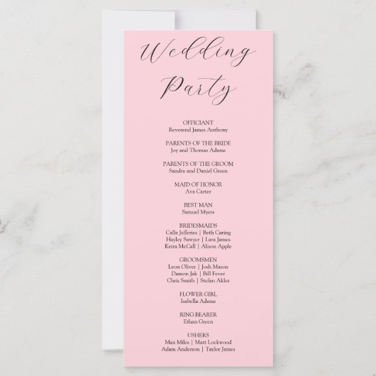 White en Blush Flowers Pink Wedding Programme (Achterkant)