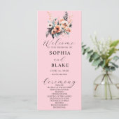 White en Blush Flowers Pink Wedding Programme (Staand voorkant)