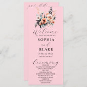 White en Blush Flowers Pink Wedding Programme (Voorkant / Achterkant)