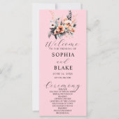 White en Blush Flowers Pink Wedding Programme (Voorkant)
