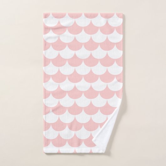 White en Blush Pink Scallop Bad Handdoek (Handdoek)