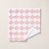 White en Blush Pink Scallop Bad Handdoek (Wasdoekje)