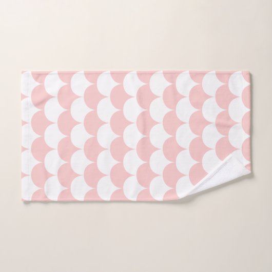 White en Blush Pink Scallop Bad Handdoek (Handdoek)