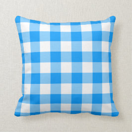 White en Bright Blue Gingham Kussen