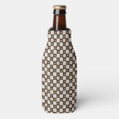 White en Brown Checkered Pattern Flesjeskoeler (Fles Voorkant)
