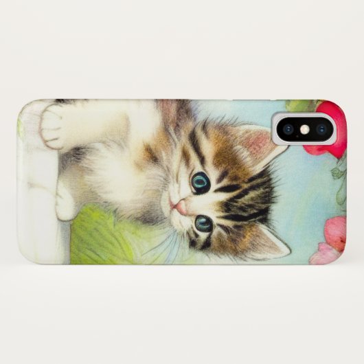  White en Brown Kitten met bloemen Case-Mate iPhone Case (Achterkant (horizontaal))