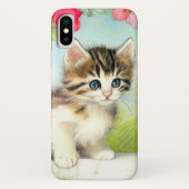  White en Brown Kitten met bloemen Case-Mate iPhone Case (Achterkant)