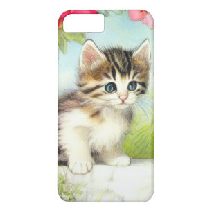 White en Brown Kitten met bloemen iPhone 8/7 Plus Hoesje