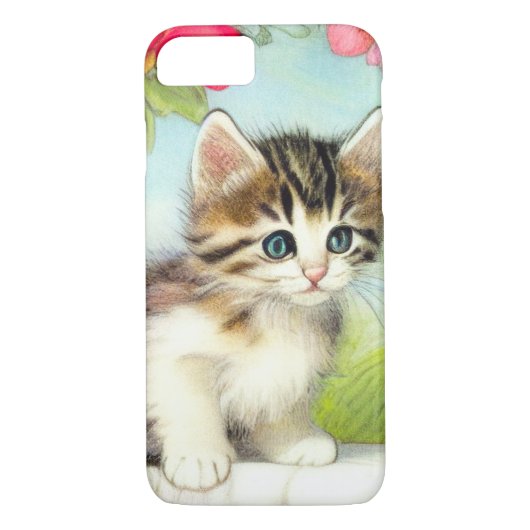  White en Brown Kitten met bloemen Case-Mate iPhone Case (Achterkant)