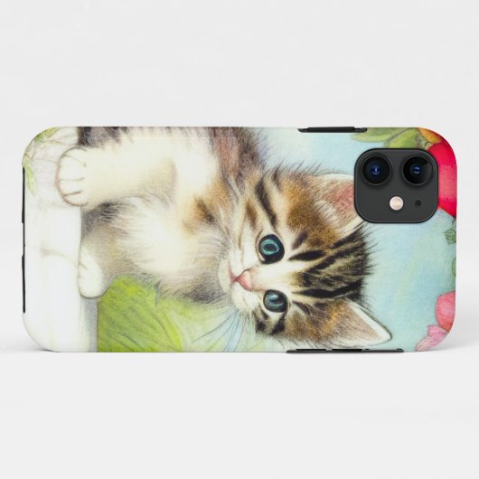 White en Brown Kitten met bloemen Case-Mate iPhone Case (Achterkant (horizontaal))