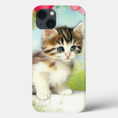 White en Brown Kitten met bloemen Case-Mate iPhone Case (Achterkant)