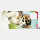  White en Brown Kitten met bloemen Case-Mate iPhone Case (Achterkant (horizontaal))