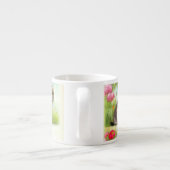 White en Brown Kitten met bloemen Espresso Kop (Achterkant)