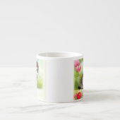 White en Brown Kitten met bloemen Espresso Kop (Voorkant)