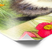  White en Brown Kitten met bloemen Foto Afdruk (Hoek)