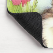 White en Brown Kitten met bloemen Muismat (Hoek)