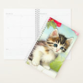 White en Brown Kitten met bloemen Planner (Display)
